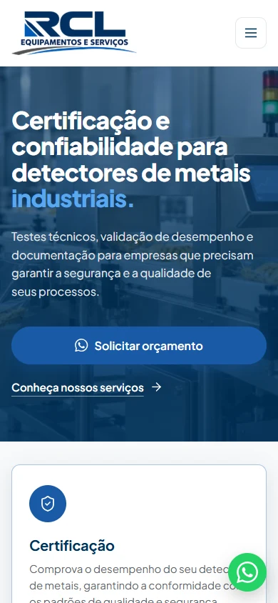 Versão real do site da RCL no celular
