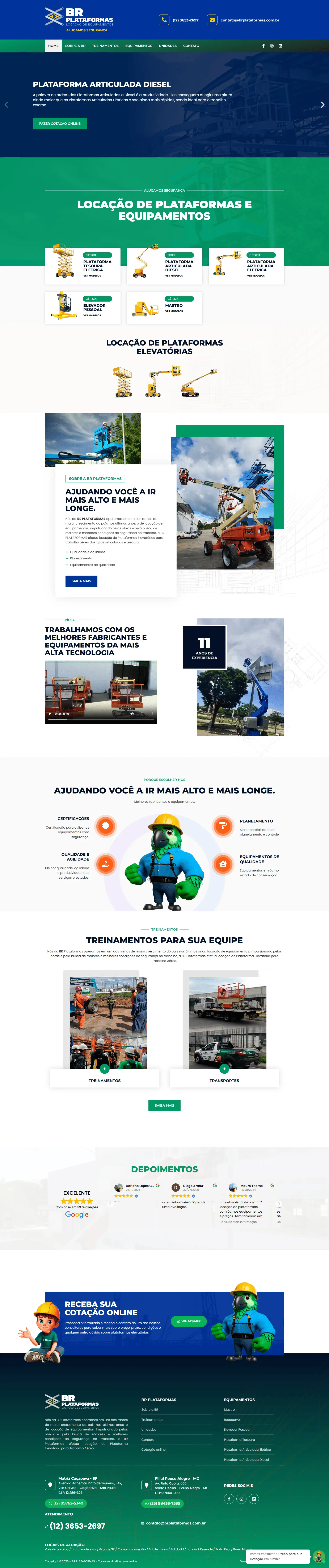Site BR Plataformas — Equipamentos