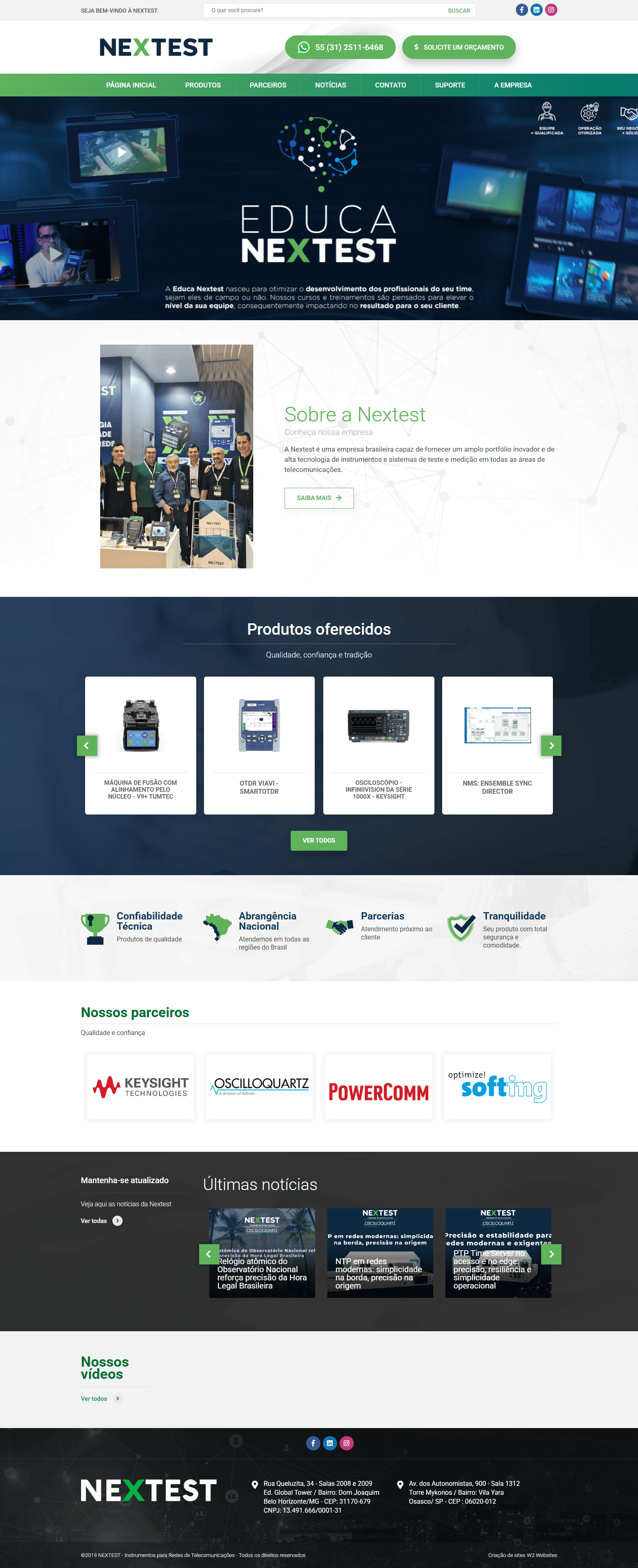 Site Nextest — Tecnologia