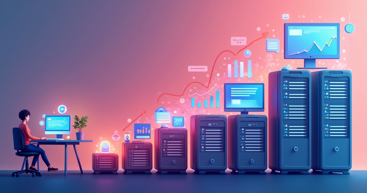Painel mostrando evolução do site em fases de crescimento