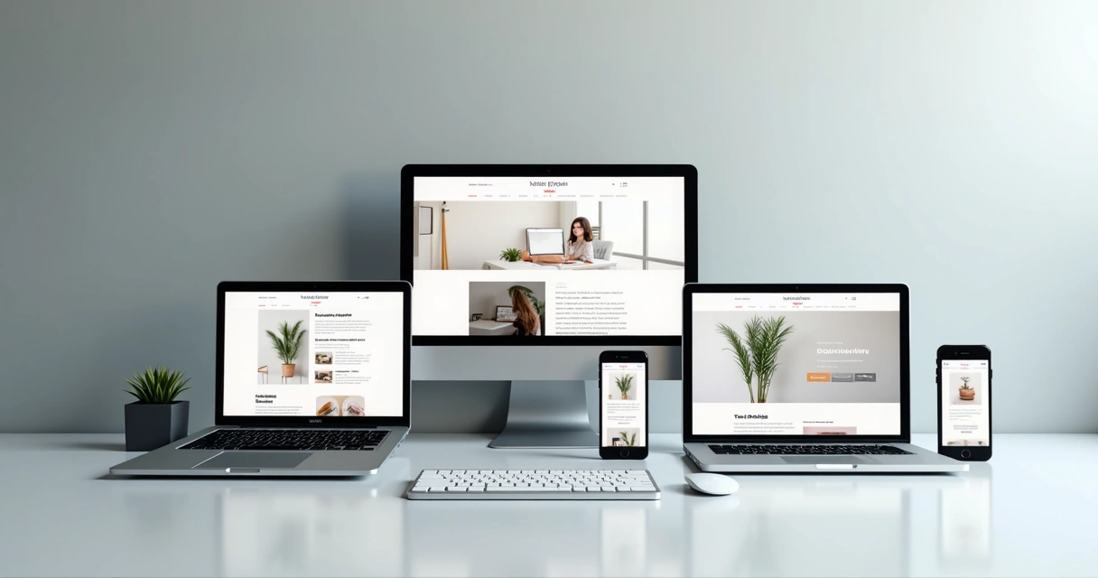 Dispositivos lado a lado mostrando site responsivo na tela 