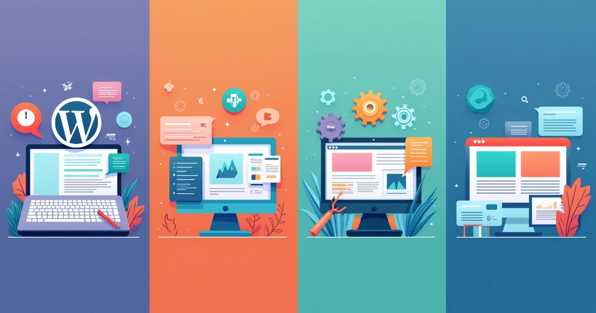 Comparativo visual entre WordPress, Drupal, Joomla e Wix 