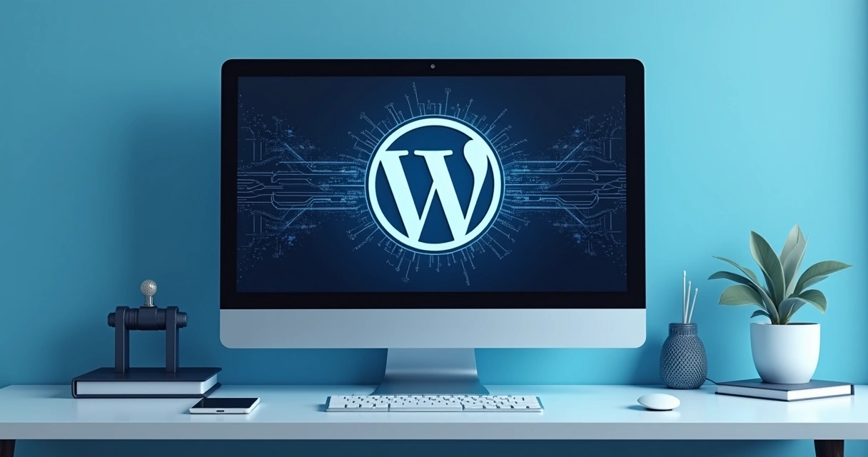 Integração entre WordPress e MySQL ilustrada em tela de computador 