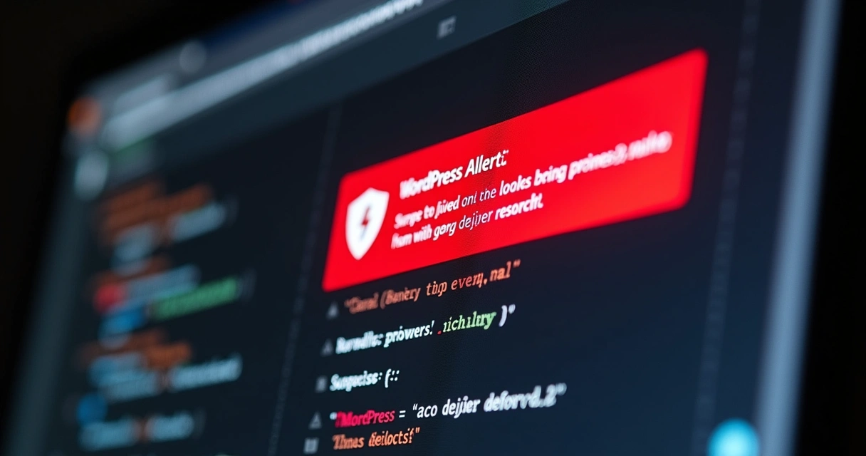 Tela WordPress invadida exibindo alerta de segurança