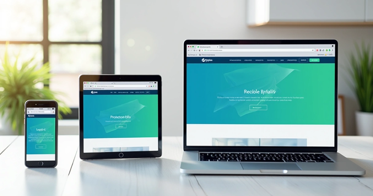 Interface do site exibida em celular, tablet e laptop lado a lado 