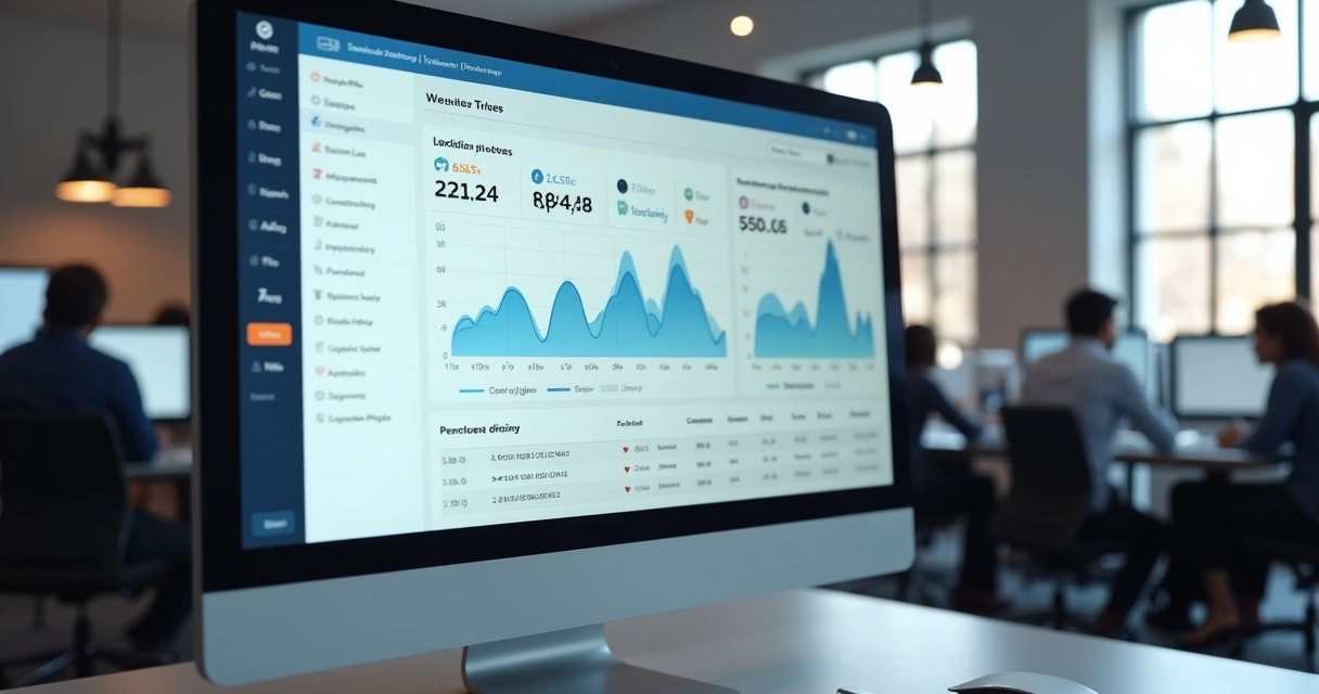 Dashboard com gráficos de desempenho de site mostrando métricas de tempo de carregamento 