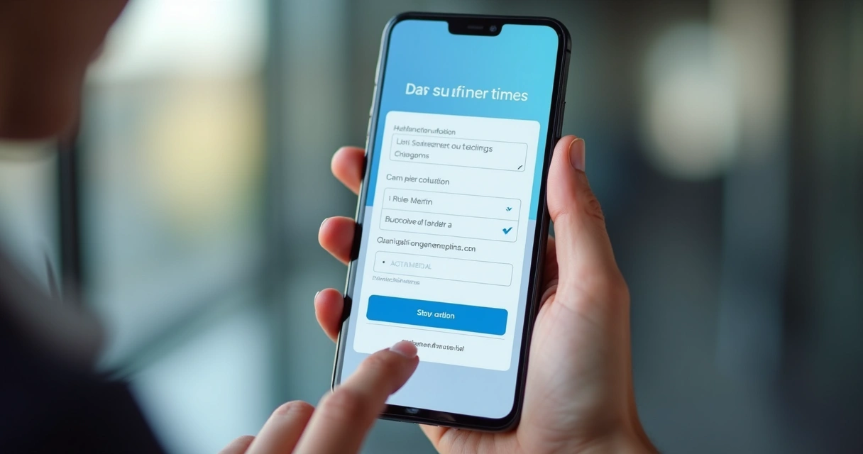 Site responsivo exibindo navegação intuitiva com botões grandes em um smartphone