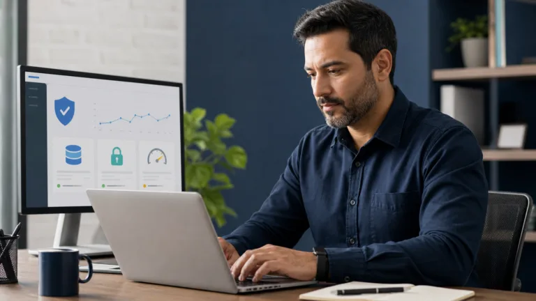 Especialista realizando manutenção preventiva de site WordPress