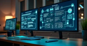 Tela de computador com checklist de SEO técnico ao lado de layout de site profissional
