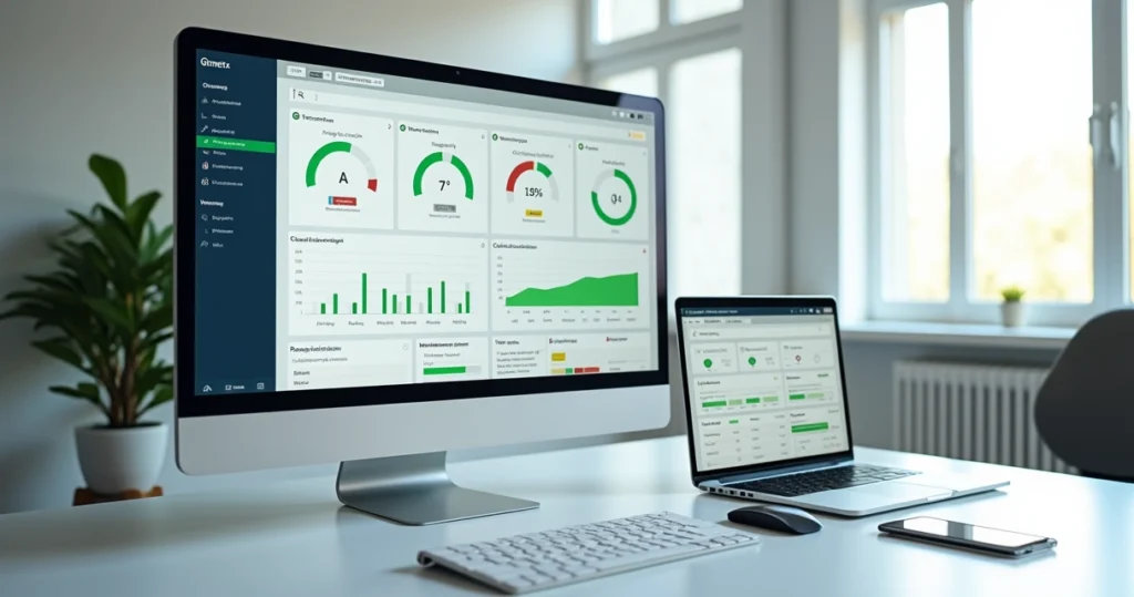 Tela de computador exibindo relatórios de desempenho com nota A no GTmetrix e PageSpeed