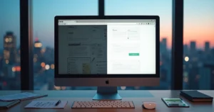 Tela dividida mostrando site antigo ao lado de site renovado em computador moderno