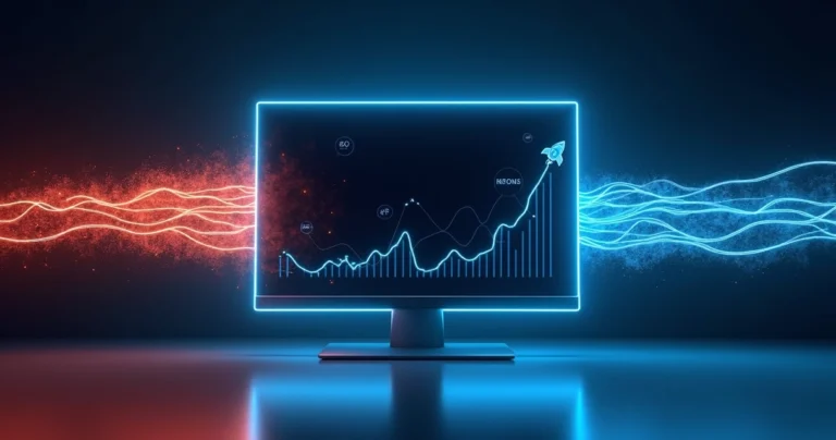 Conceito visual de site rápido expresso em pista de luz em forma de monitor