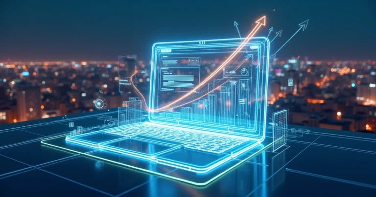 Conceito de site em construção com trilha de ícones de SEO subindo em direção ao topo